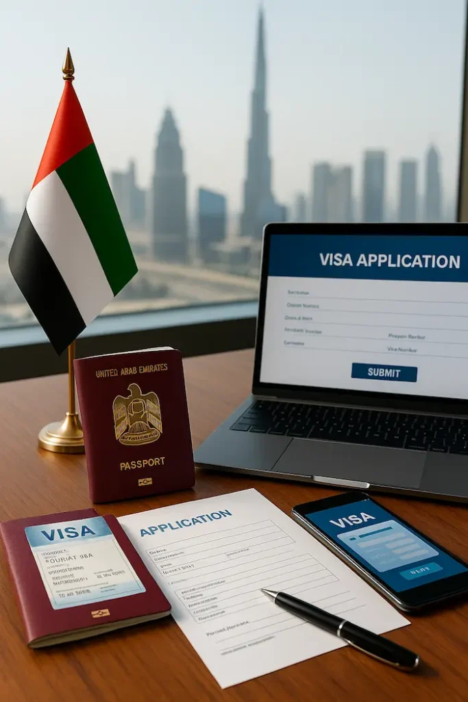 Business professionals securing permits through business and investor visa Dubai.
