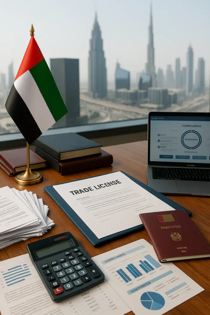 Business owner holding an approved permit for fastest and cheapest company formation UAE.