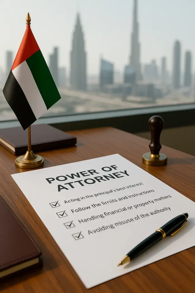 Official stamp being placed for POA notarization Dubai.