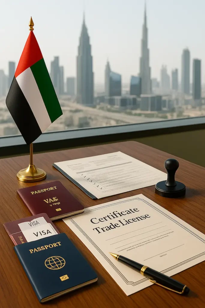 Professional renewing a trade license renewal Dubai certificate online.