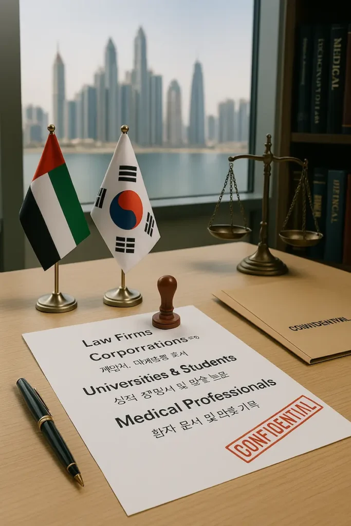 Professional English to Korean document translation service in Dubai