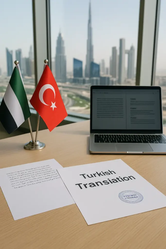 Professional English to Turkish document translation service in Dubai