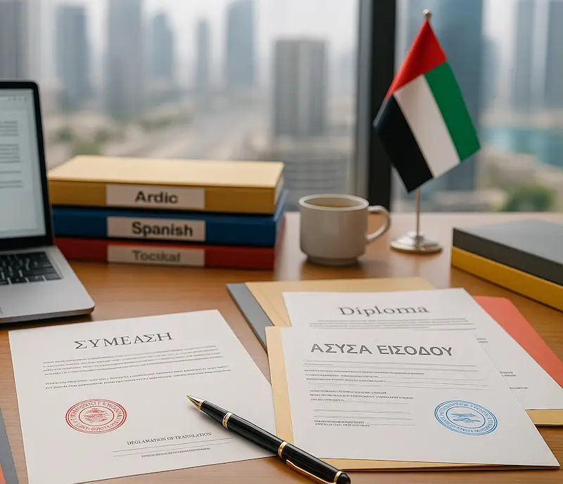 Certified Greek language translation services in Dubai for accurate and professional translations.
