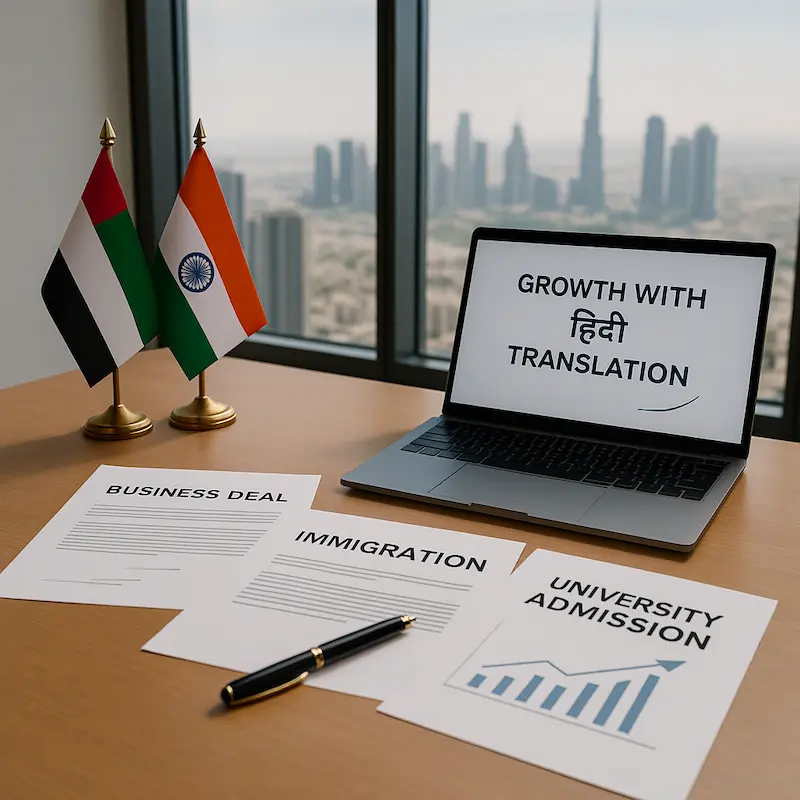 Accurate Hindi to English translation services in Dubai for clear and professional translations
