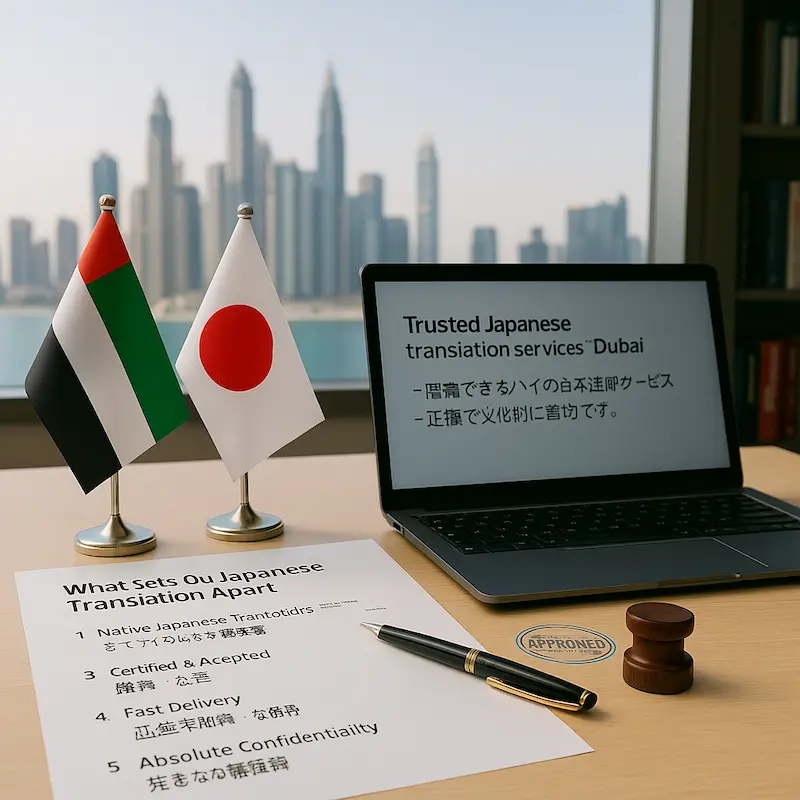 Certified Japanese legal translation services in Dubai for accurate and reliable legal document translations.