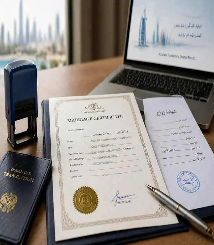Marriage certificate translator office in Dubai