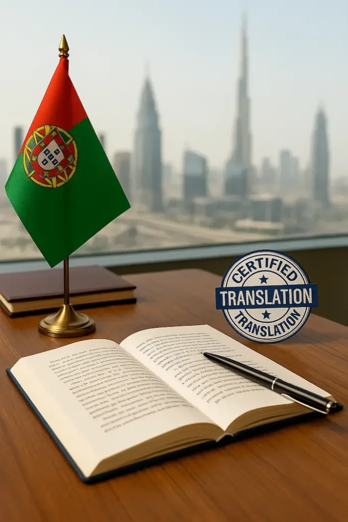 Professional Portuguese document translation services in Dubai.
