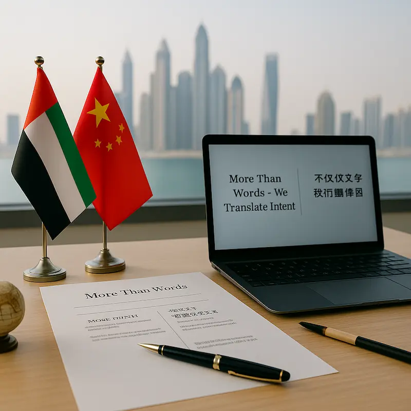 Professional Chinese translation services in Dubai for business and personal needs.