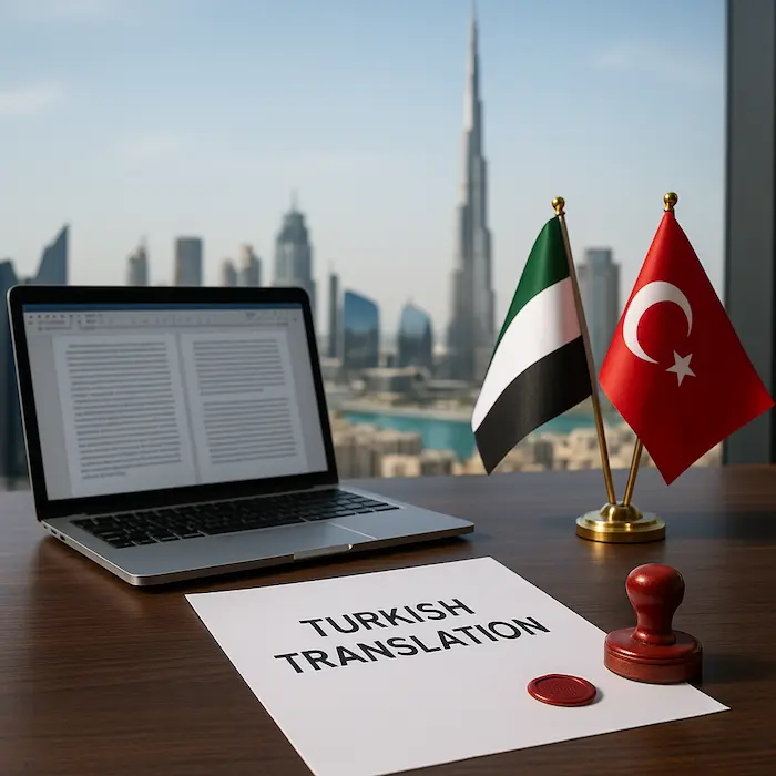 Professional Turkish document translation service in Dubai
