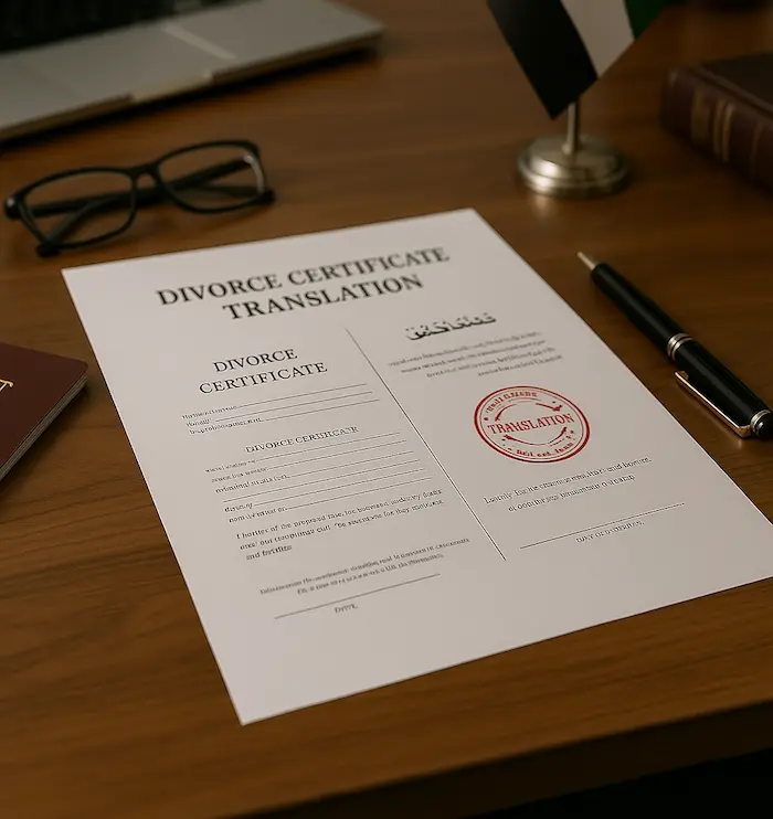 Divorce papers translation services in Dubai with certified legal documents prepared for official use