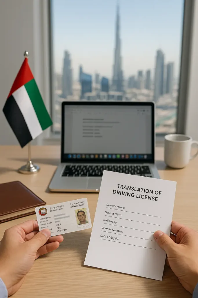 Driving license translation in Dubai with certified documents prepared for official and legal use
