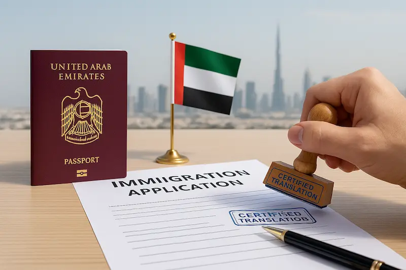 Immigration document translation in Dubai with certified documents prepared for visa and official use