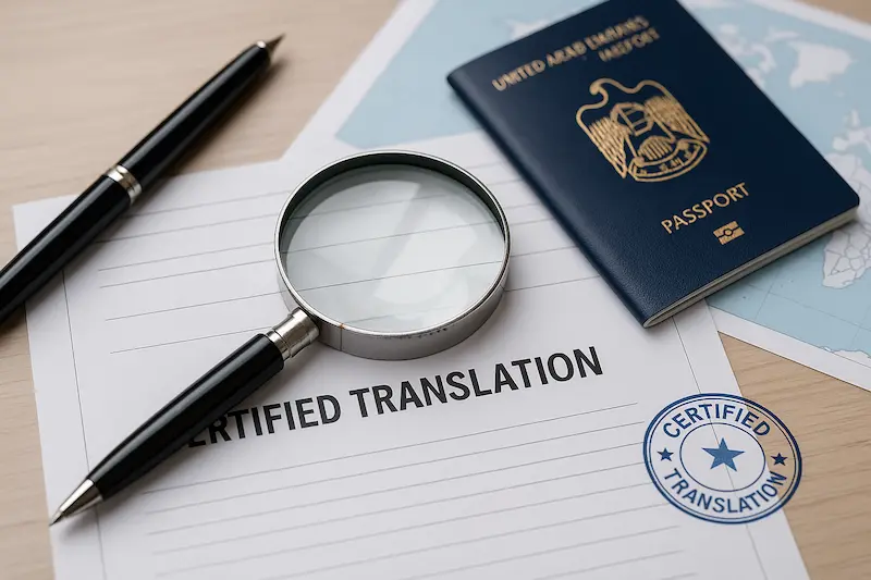 Official immigration translation in UAE with certified documents prepared for visa and government use