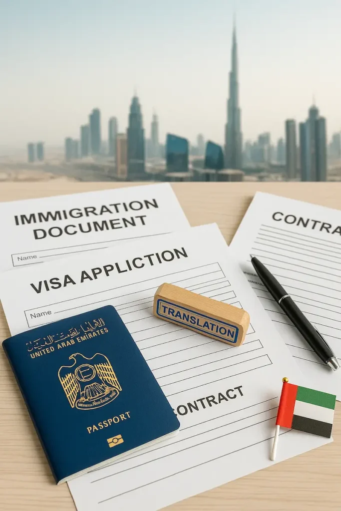 Visa document translation in Dubai with certified documents prepared for embassy and official use