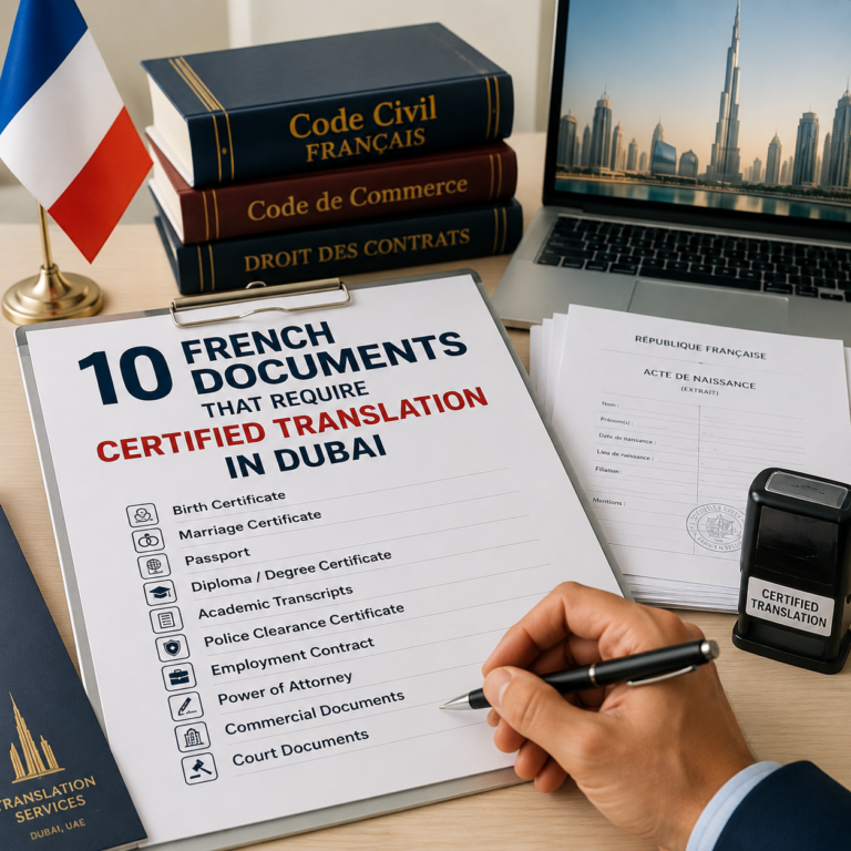 10 French Documents That Require Certified Translation in Dubai
